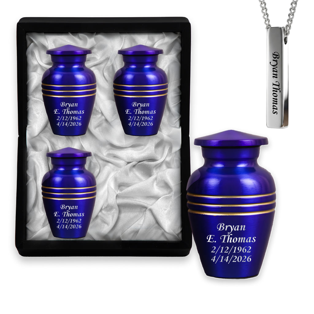 Royal Blue & Gold Accents Pewter Cremation Urn