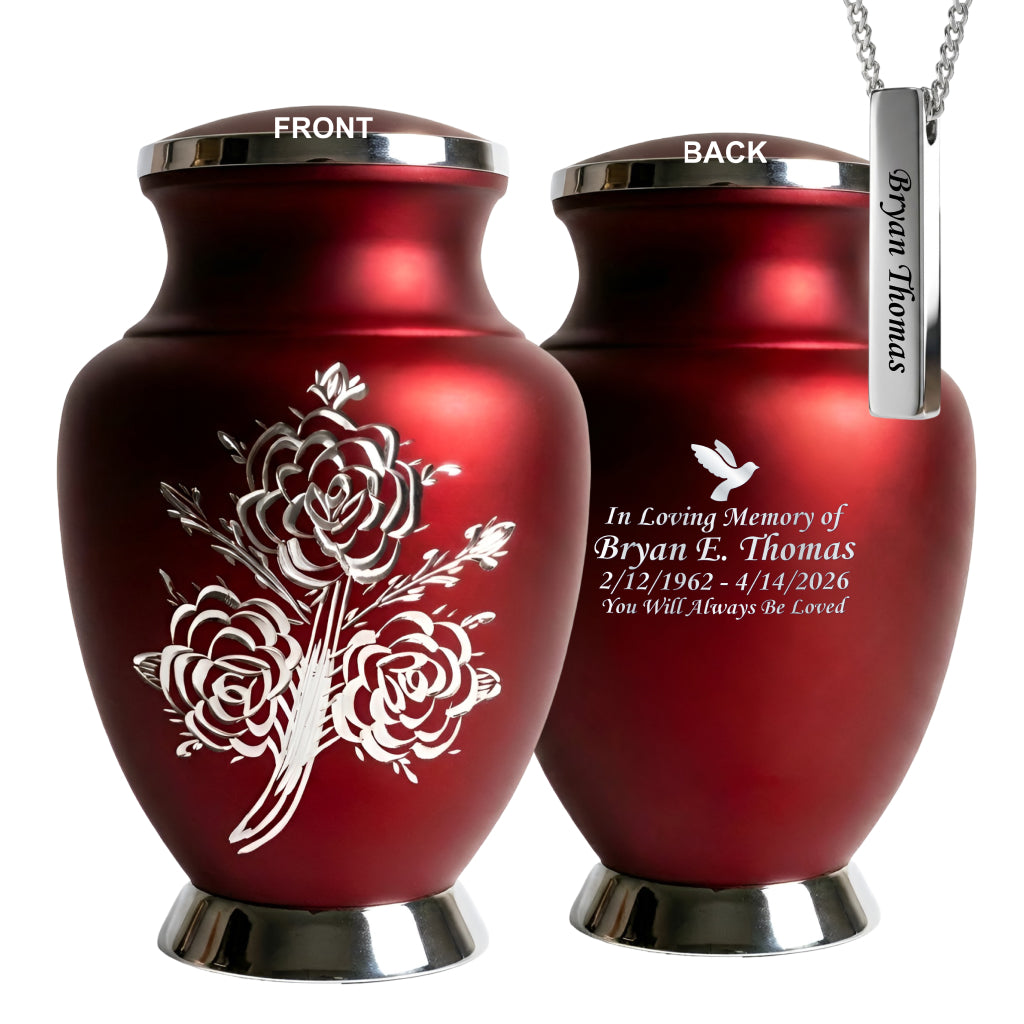 Rose & Silver Image Urn