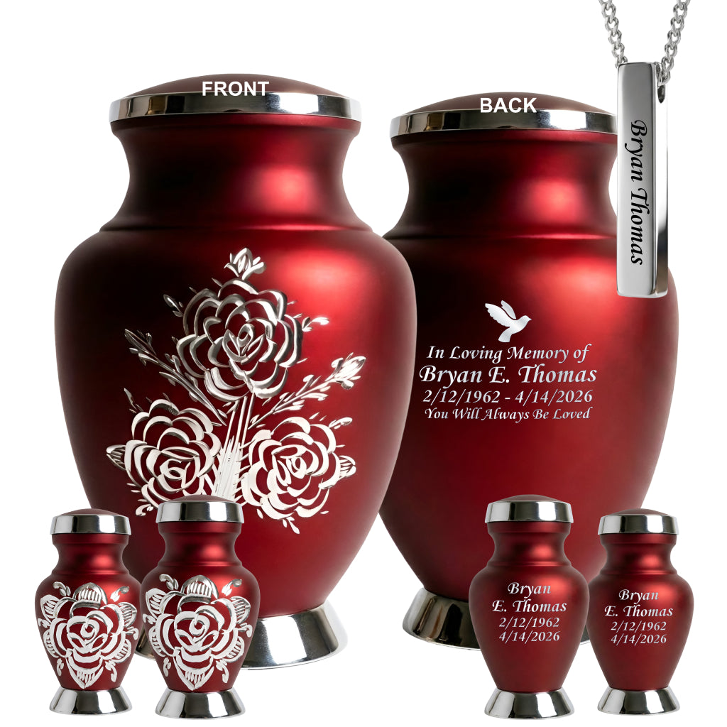 Rose & Silver Image Urn