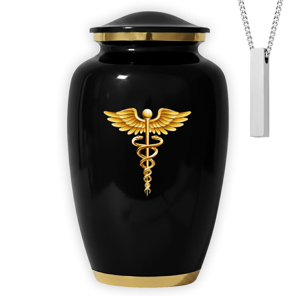 Medical Professional Memorial Urn (Caduceus Design)