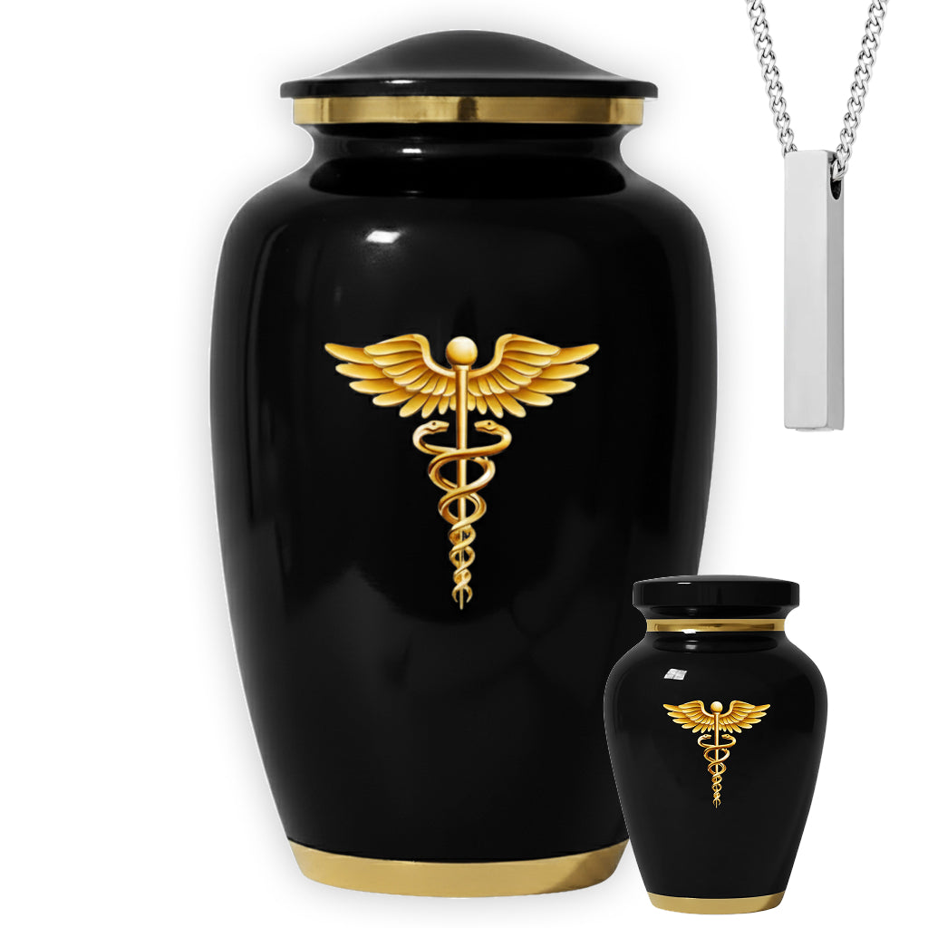 Medical Professional Memorial Urn (Caduceus Design)