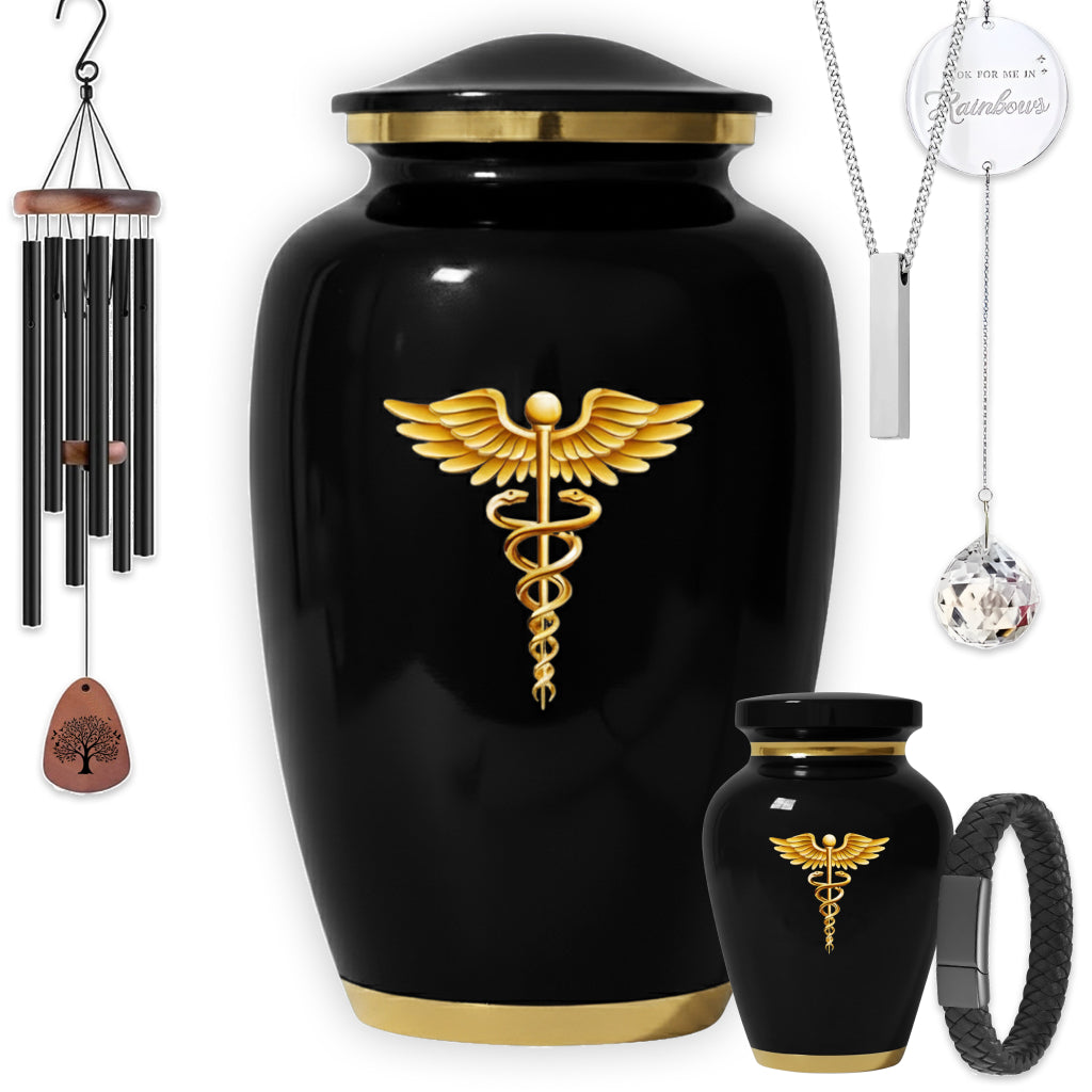 Medical Professional Memorial Urn (Caduceus Design)