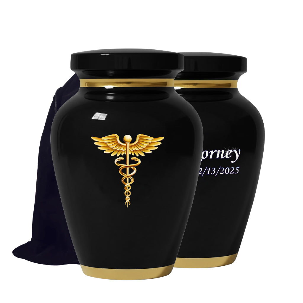 Medical Professional Memorial Urn (Caduceus Design)