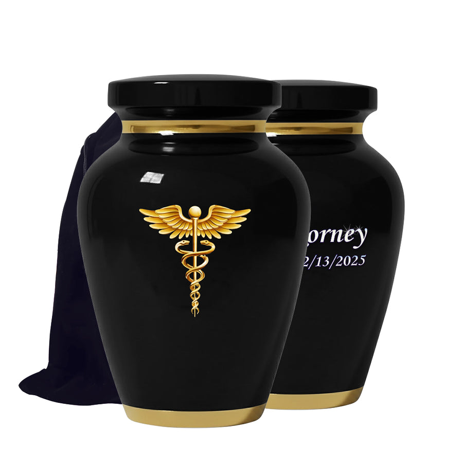 Medical Professional Memorial Urn (Caduceus Design)