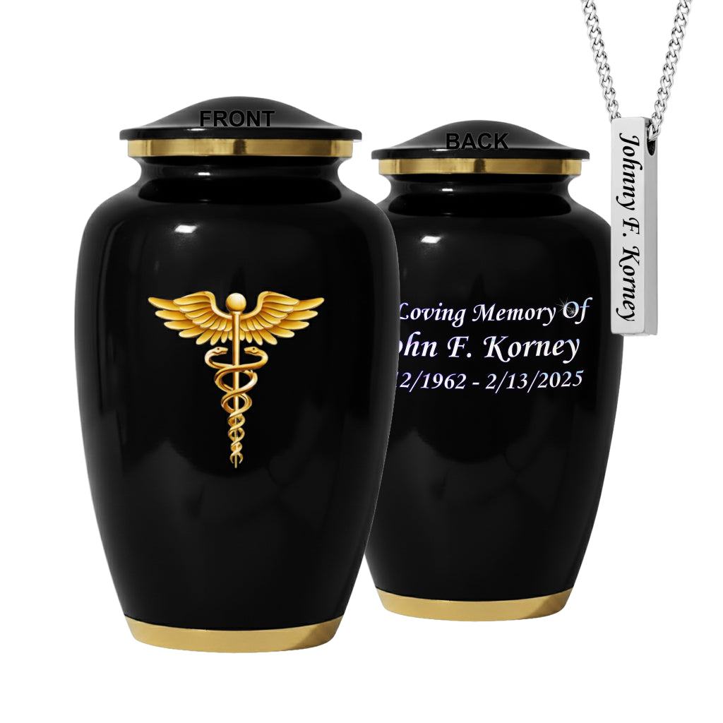 Medical Professional Memorial Urn (Caduceus Design)