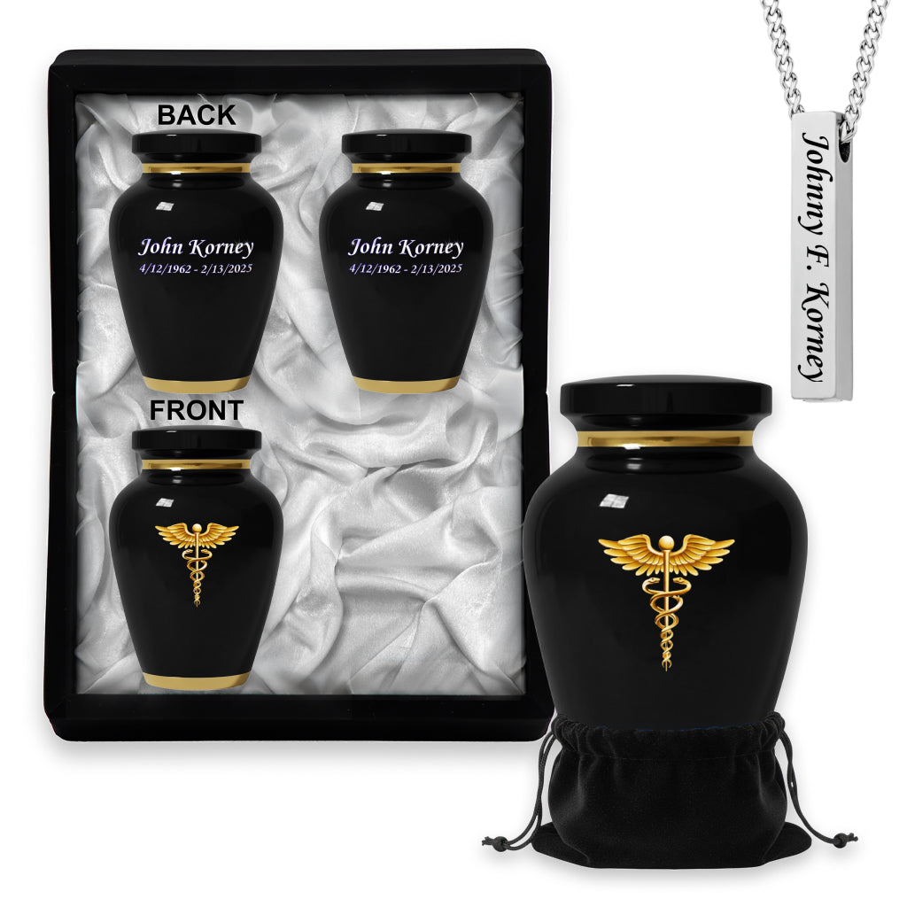 Medical Professional Memorial Urn (Caduceus Design)