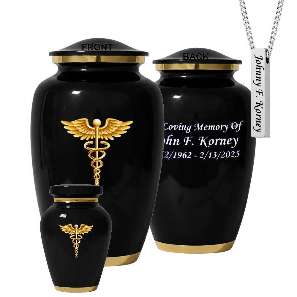 Medical Professional Memorial Urn (Caduceus Design)