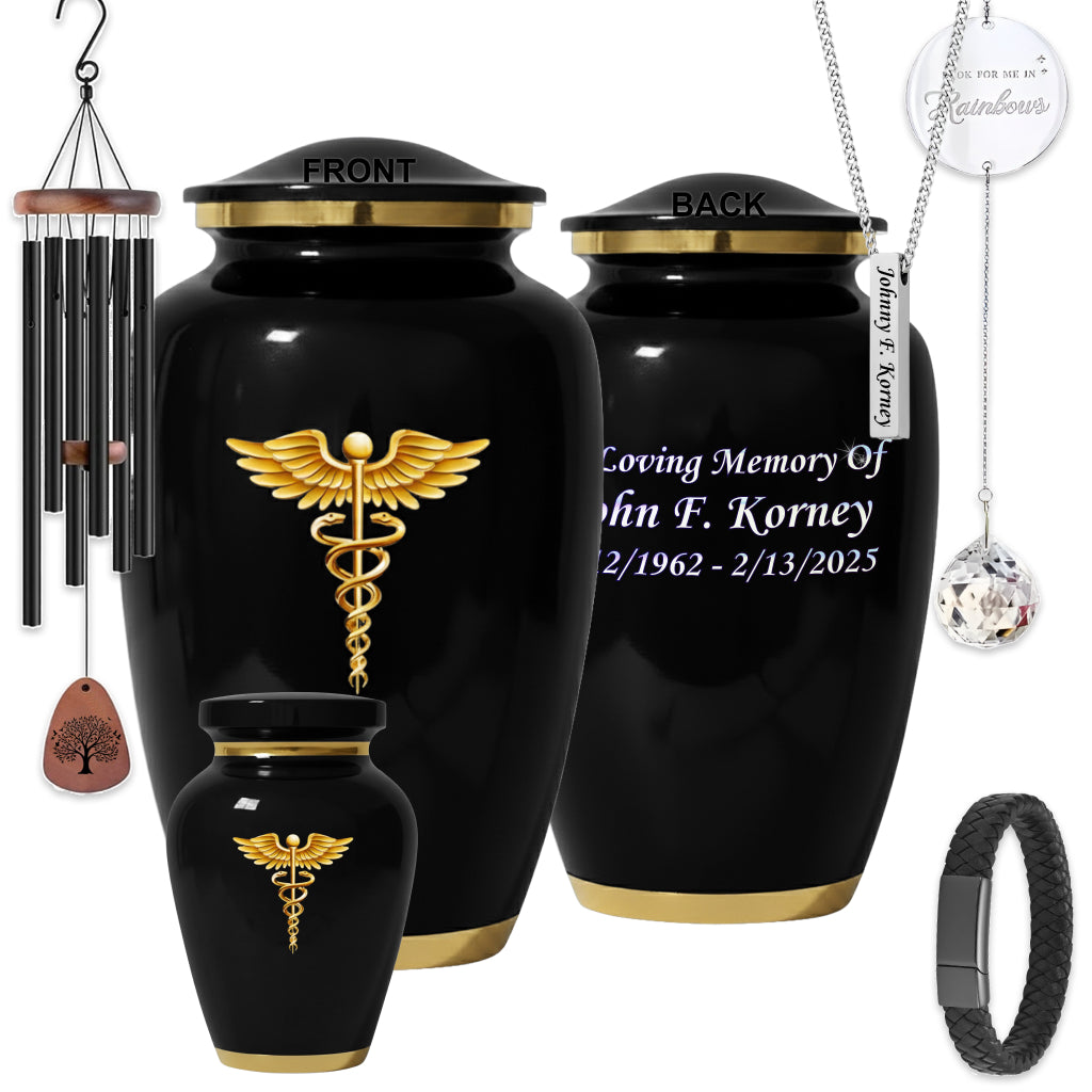 Medical Professional Memorial Urn (Caduceus Design)