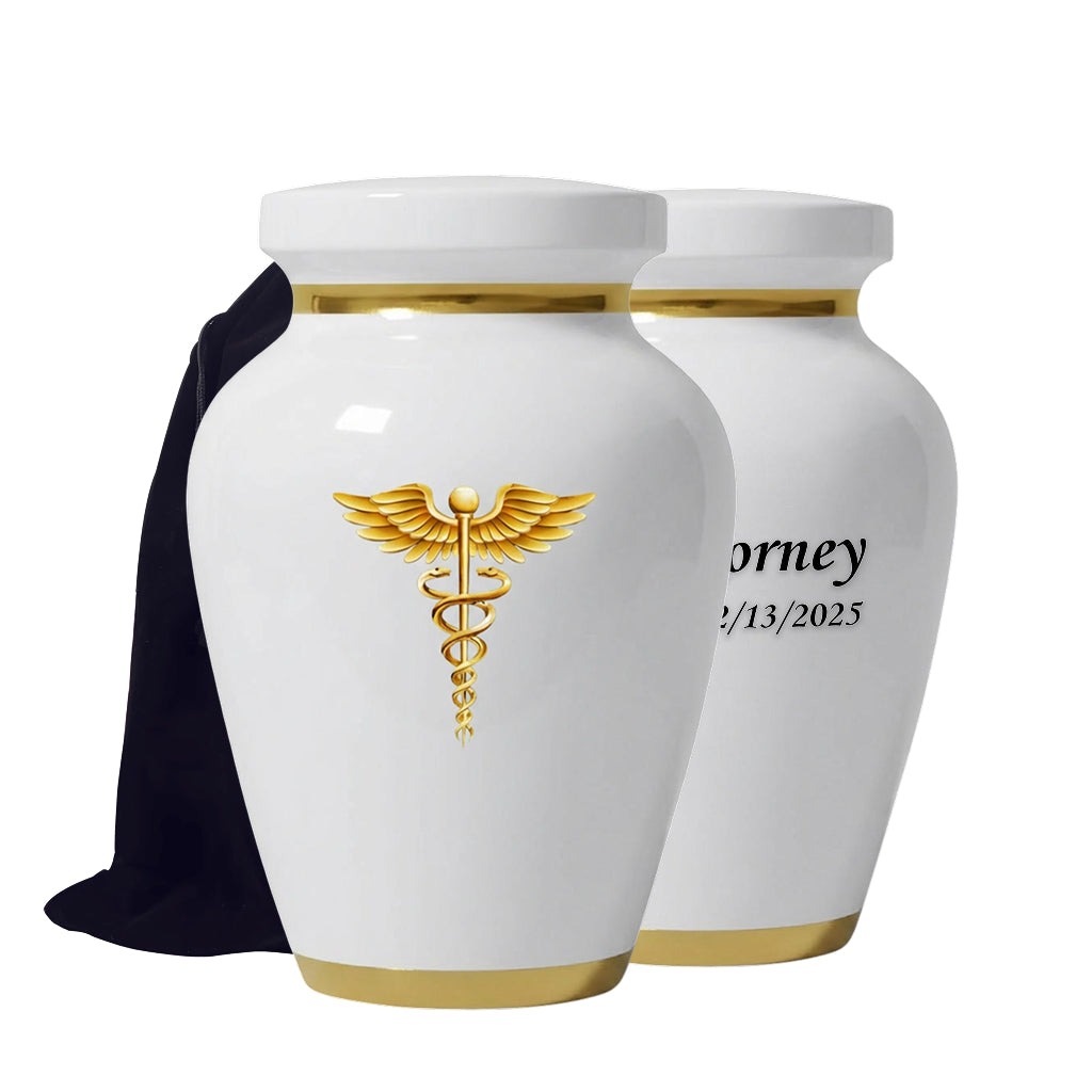 Medical Professional Memorial Urn (Caduceus Design)