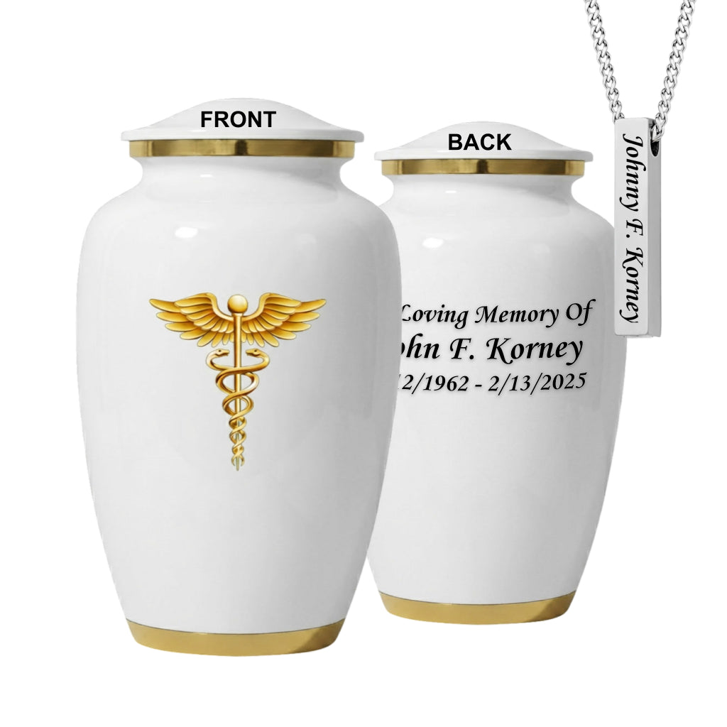 Medical Professional Memorial Urn (Caduceus Design)