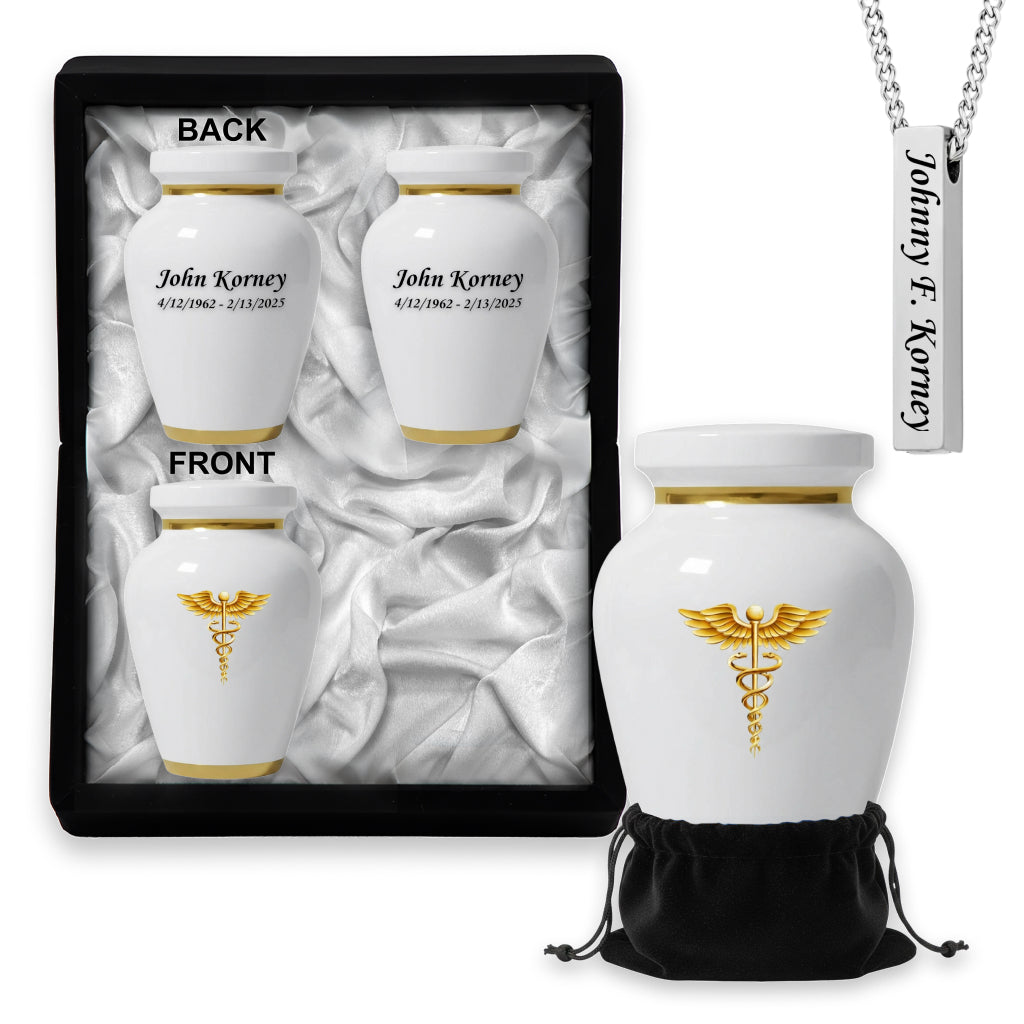 Medical Professional Memorial Urn (Caduceus Design)