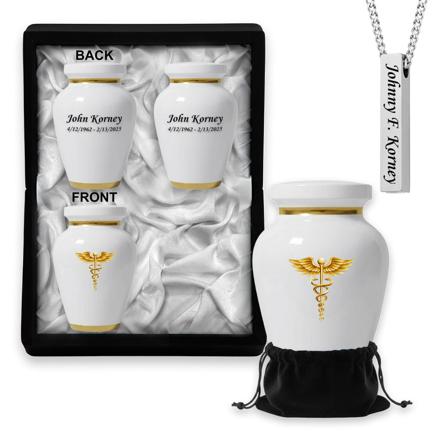 Medical Professional Memorial Urn (Caduceus Design)