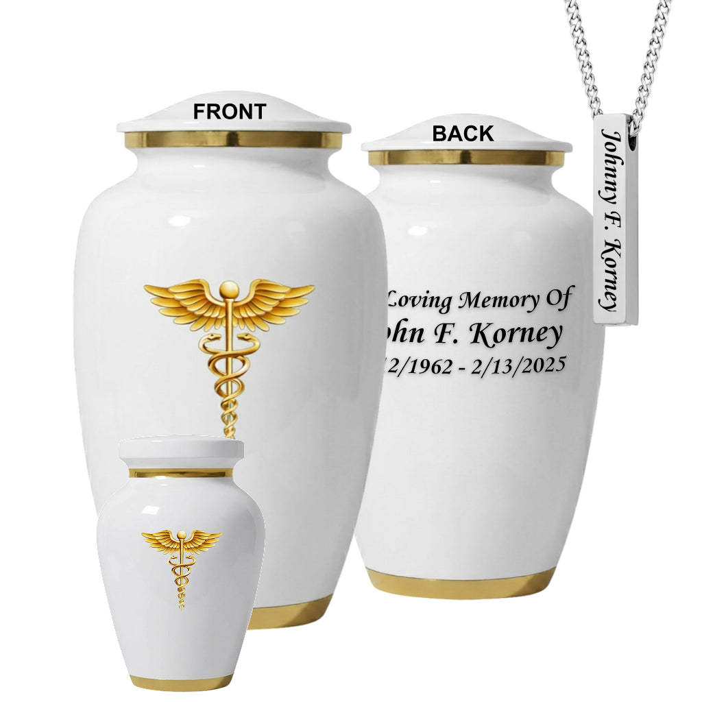 Medical Professional Memorial Urn (Caduceus Design)