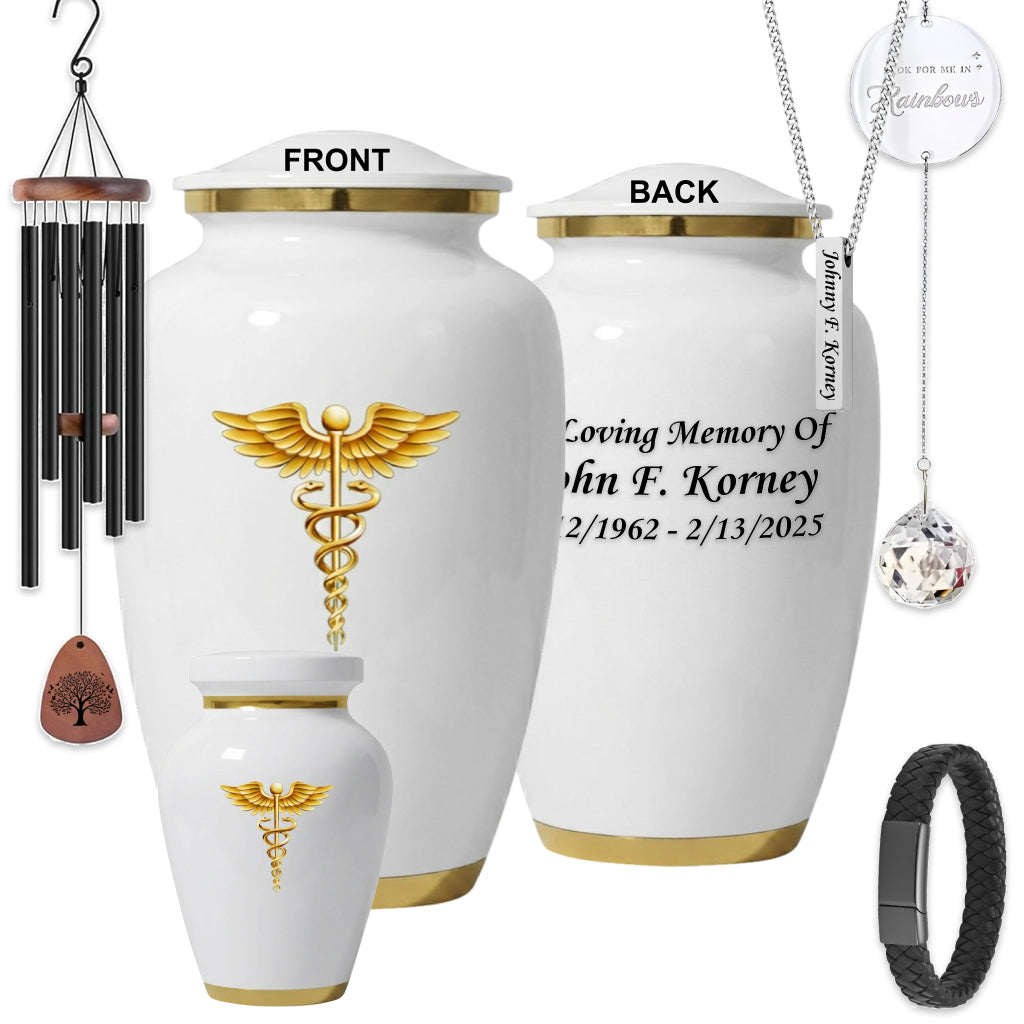Medical Professional Memorial Urn (Caduceus Design)