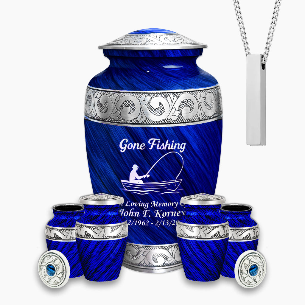 Gone Fishing Engraved Cremation Urn