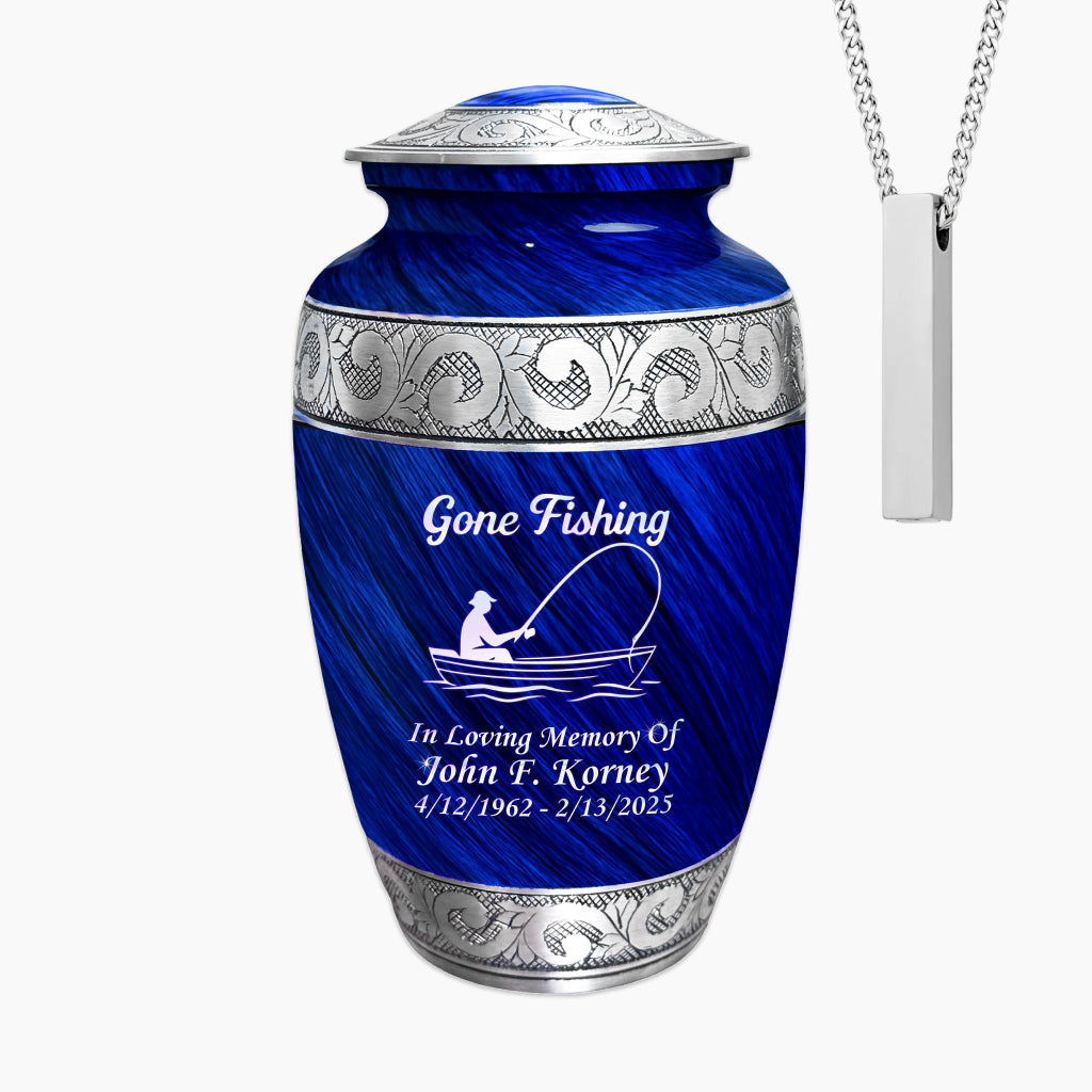 Gone Fishing Engraved Cremation Urn