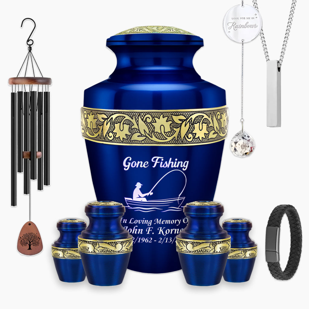 Gone Fishing Engraved Cremation Urn