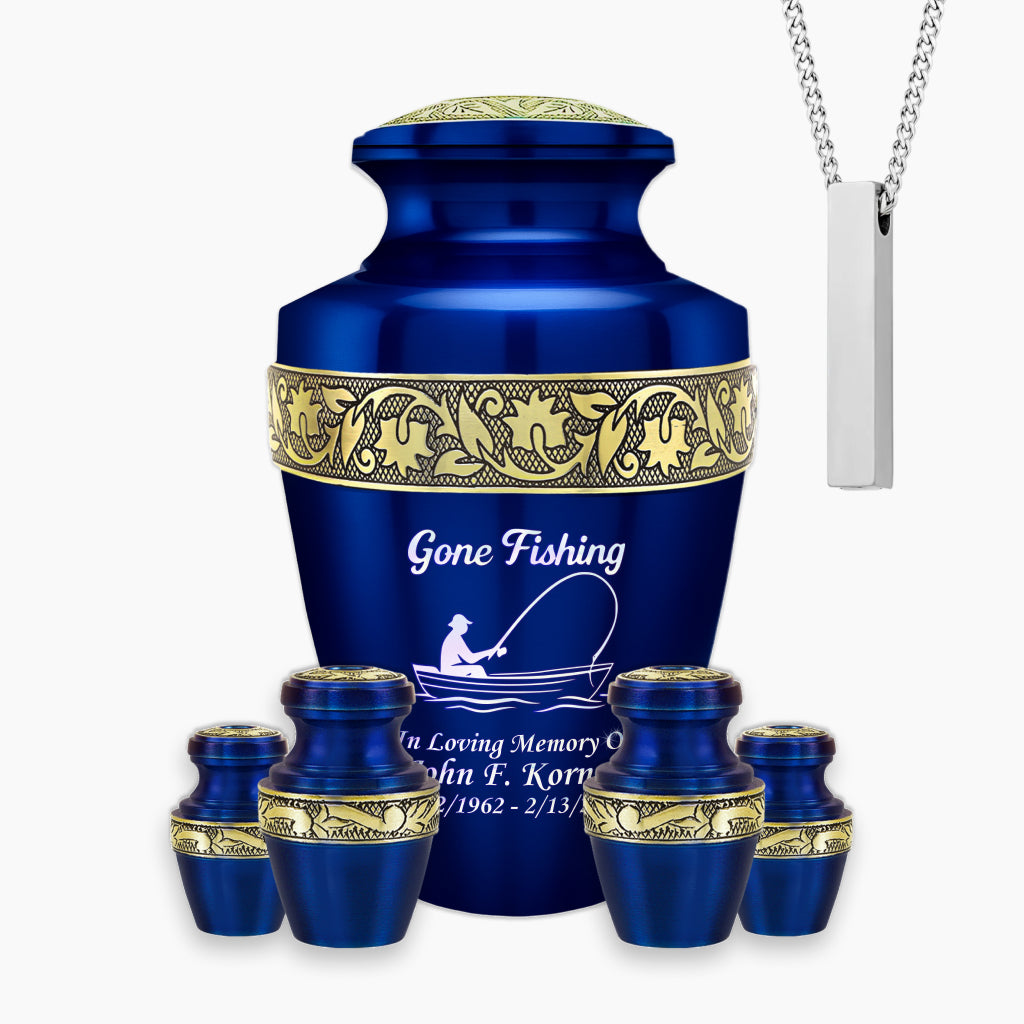 Gone Fishing Engraved Cremation Urn