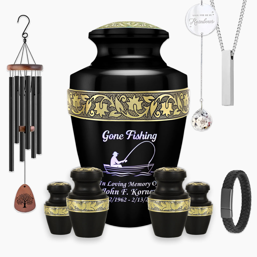 Gone Fishing Engraved Cremation Urn