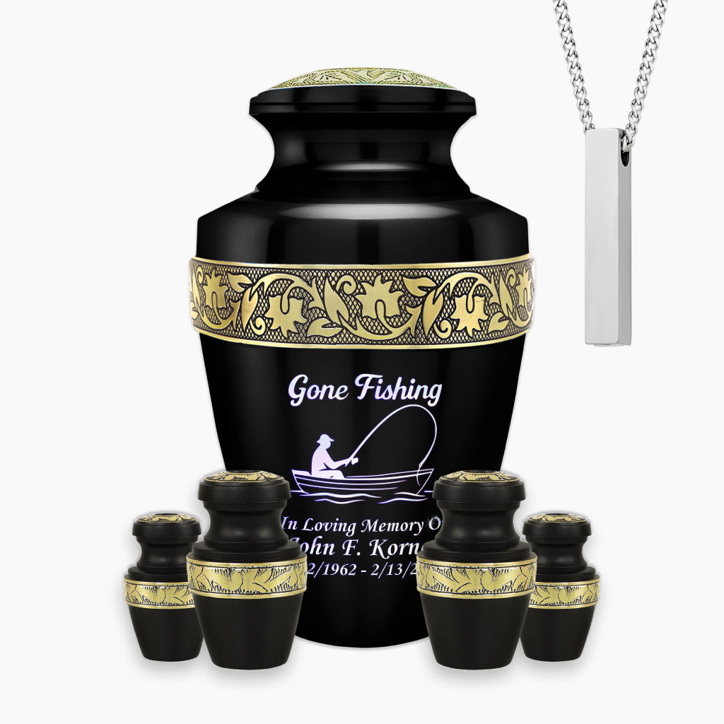 Gone Fishing Engraved Cremation Urn