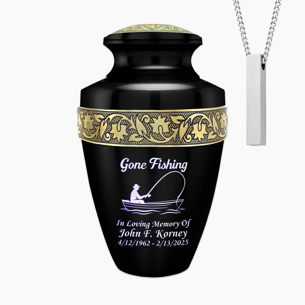 Gone Fishing Engraved Cremation Urn