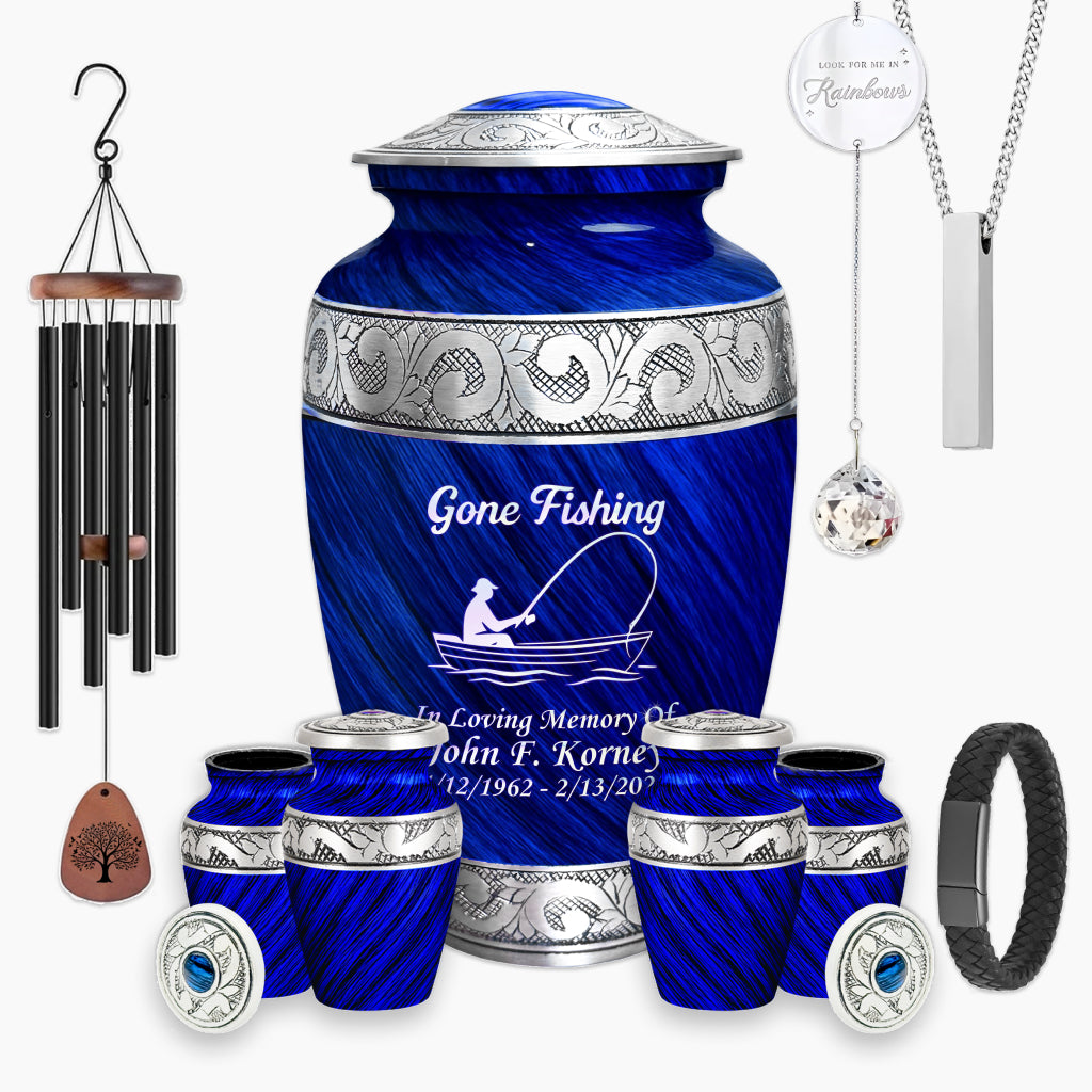 Gone Fishing Engraved Cremation Urn