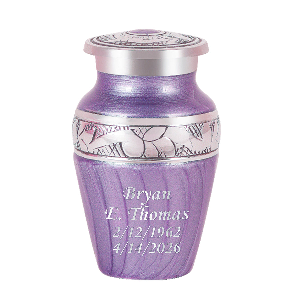 Purple Patch & Silver Engraved Cremation Urn