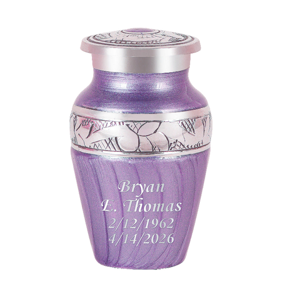 Purple Patch & Silver Engraved Cremation Urn