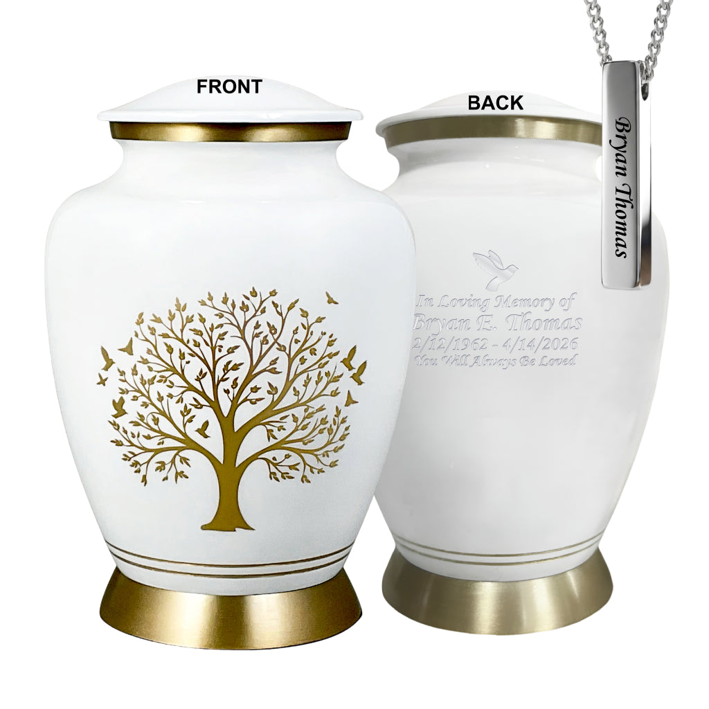 Ornate Tree of Life Motif Urn