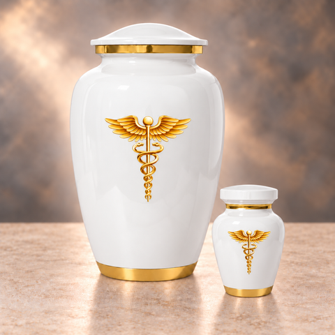 Medical Professional Memorial Urn (Caduceus Design)