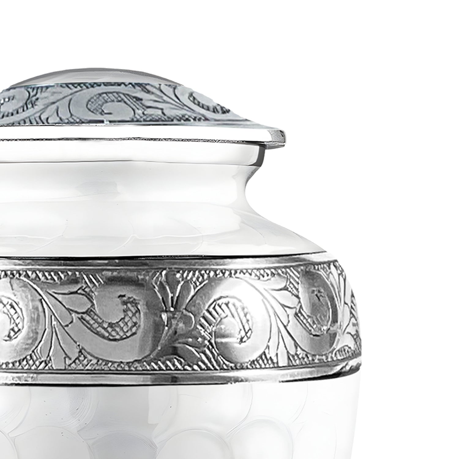 White Patch & Silver Hand-Engraved Urn