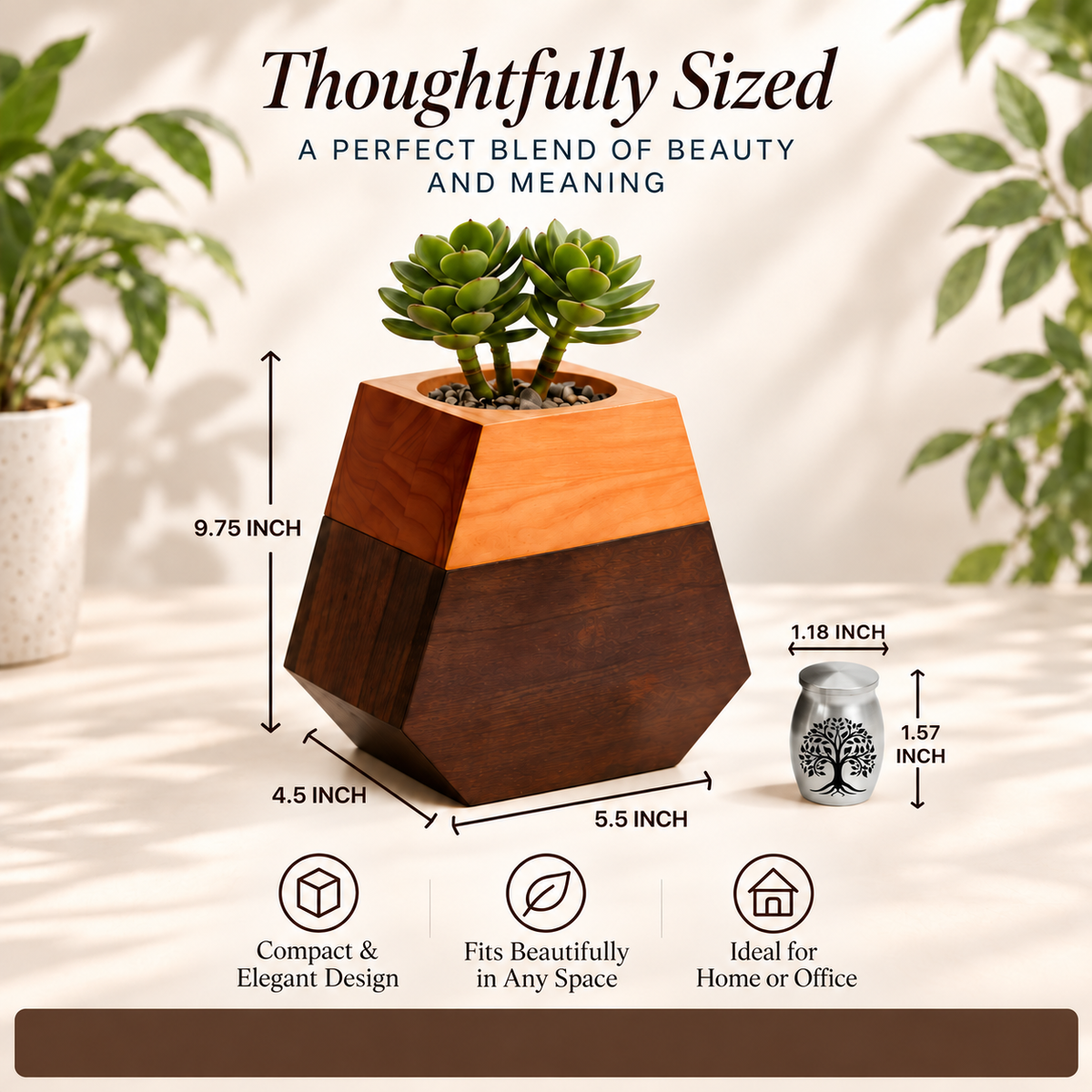Wooden Plant Cremation Urn
