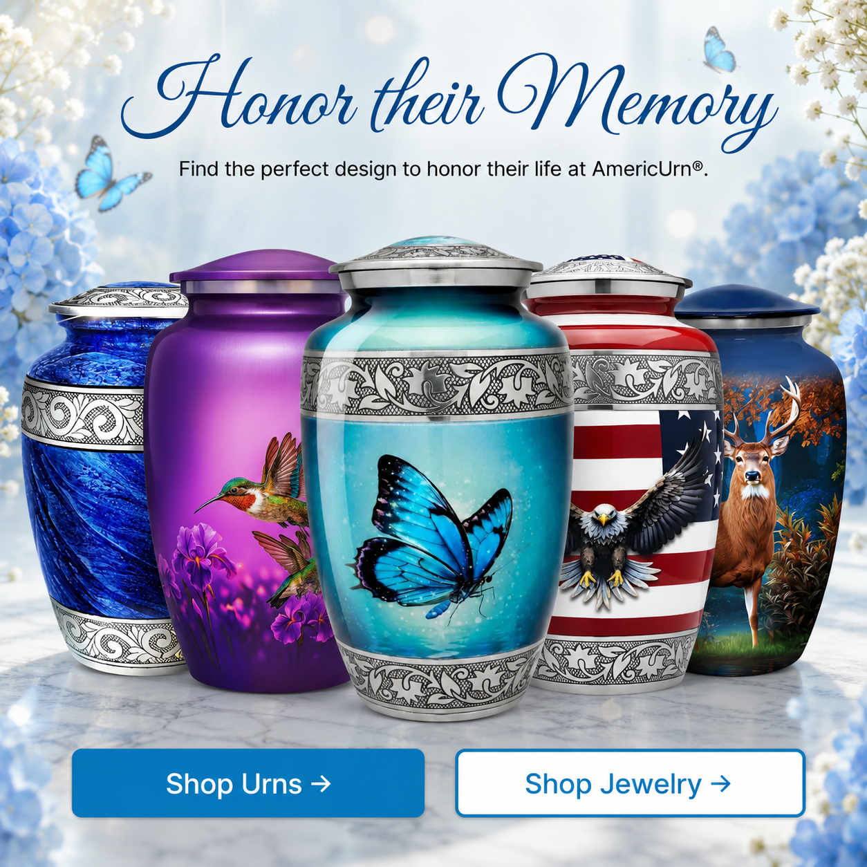 Butterfly Image Cremation Urn