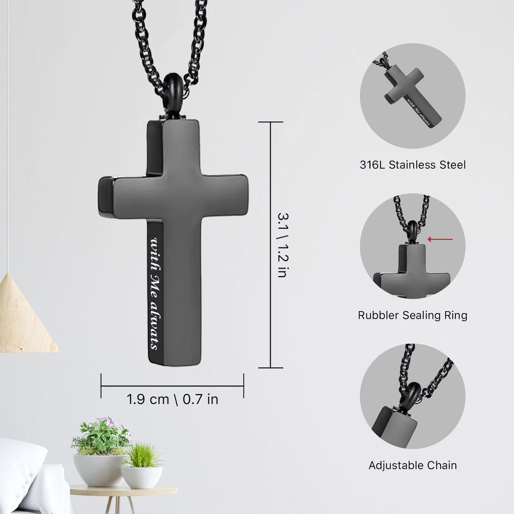 Cross Cremation Keepsake Necklace