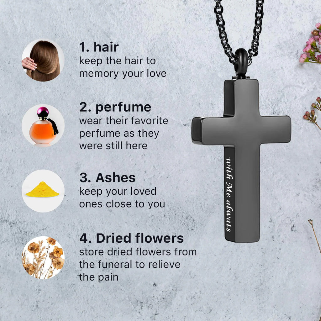 Cross Cremation Keepsake Necklace