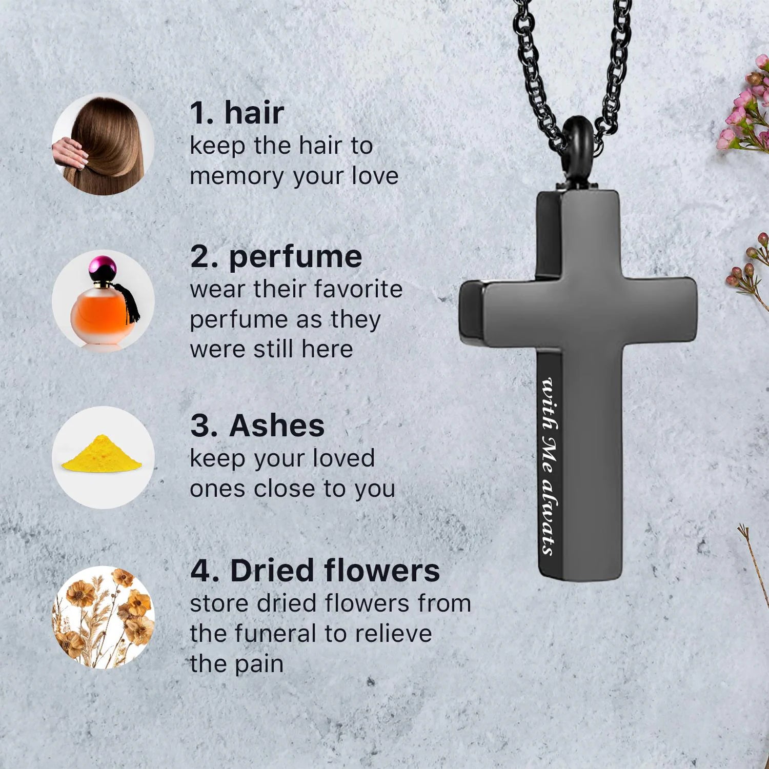 Cross Cremation Keepsake Necklace
