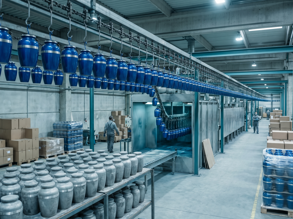 A factory production line of identical urns