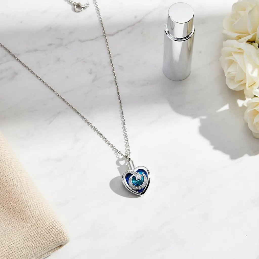 Moon And Star Crystal Necklace
