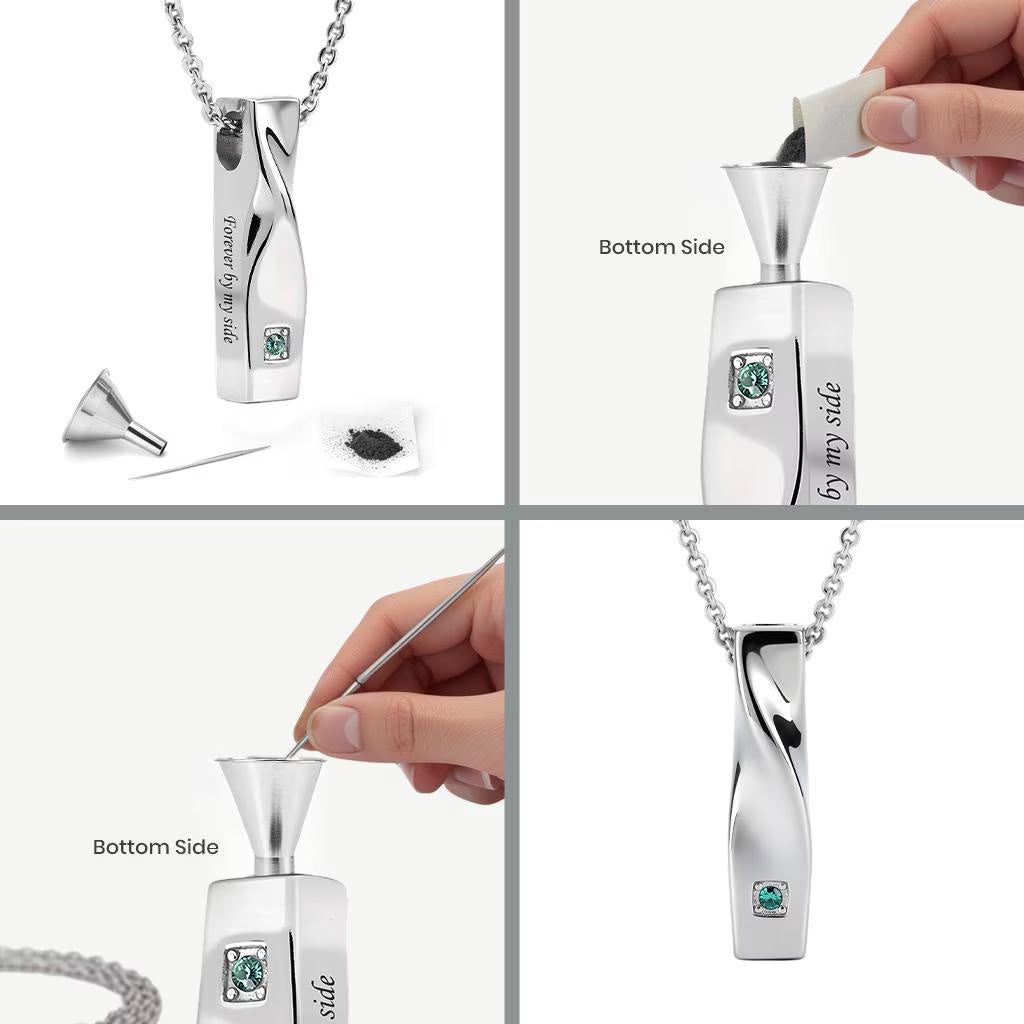 Cube Twist Necklace with Crystal Stone