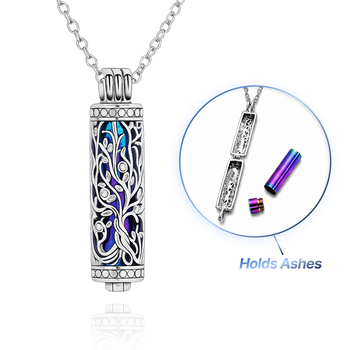 Iridescent & Silver Vines Keepsake Necklace