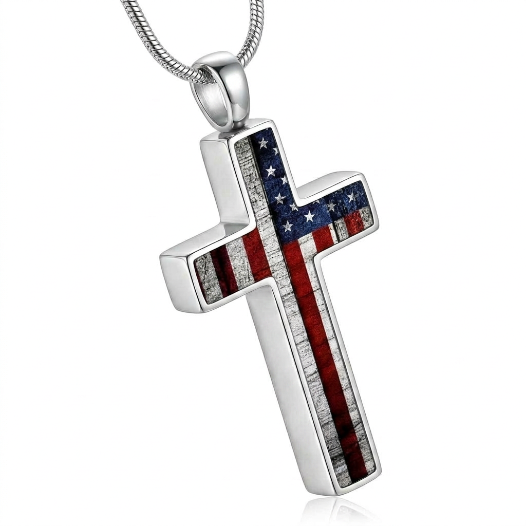 Cross Cremation Keepsake Necklace