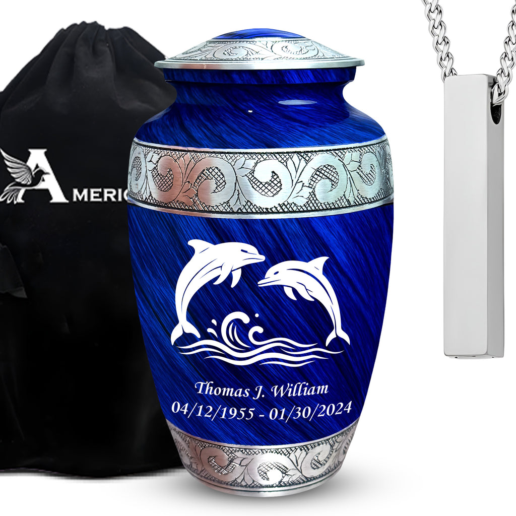 Dolphin - Engraved Grecian Cremation Urn
