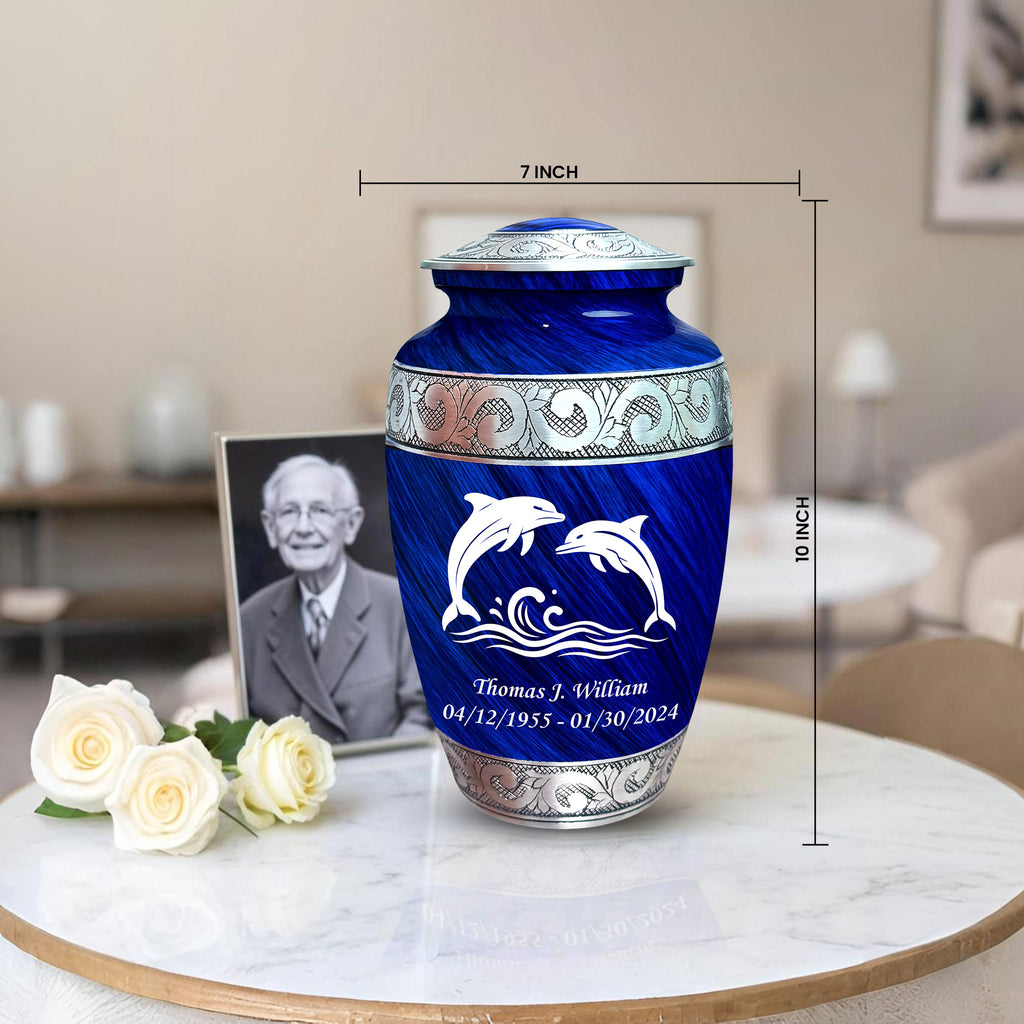 Dolphin - Engraved Grecian Cremation Urn