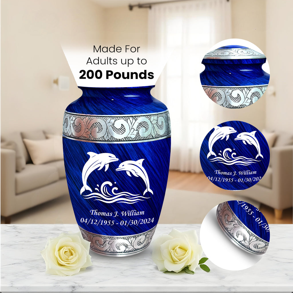 Dolphin - Engraved Grecian Cremation Urn