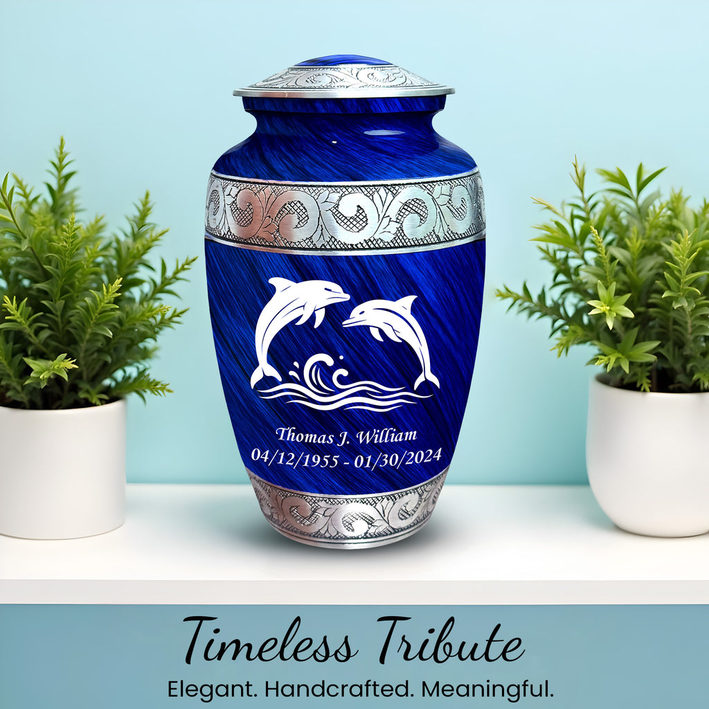 Dolphin - Engraved Grecian Cremation Urn