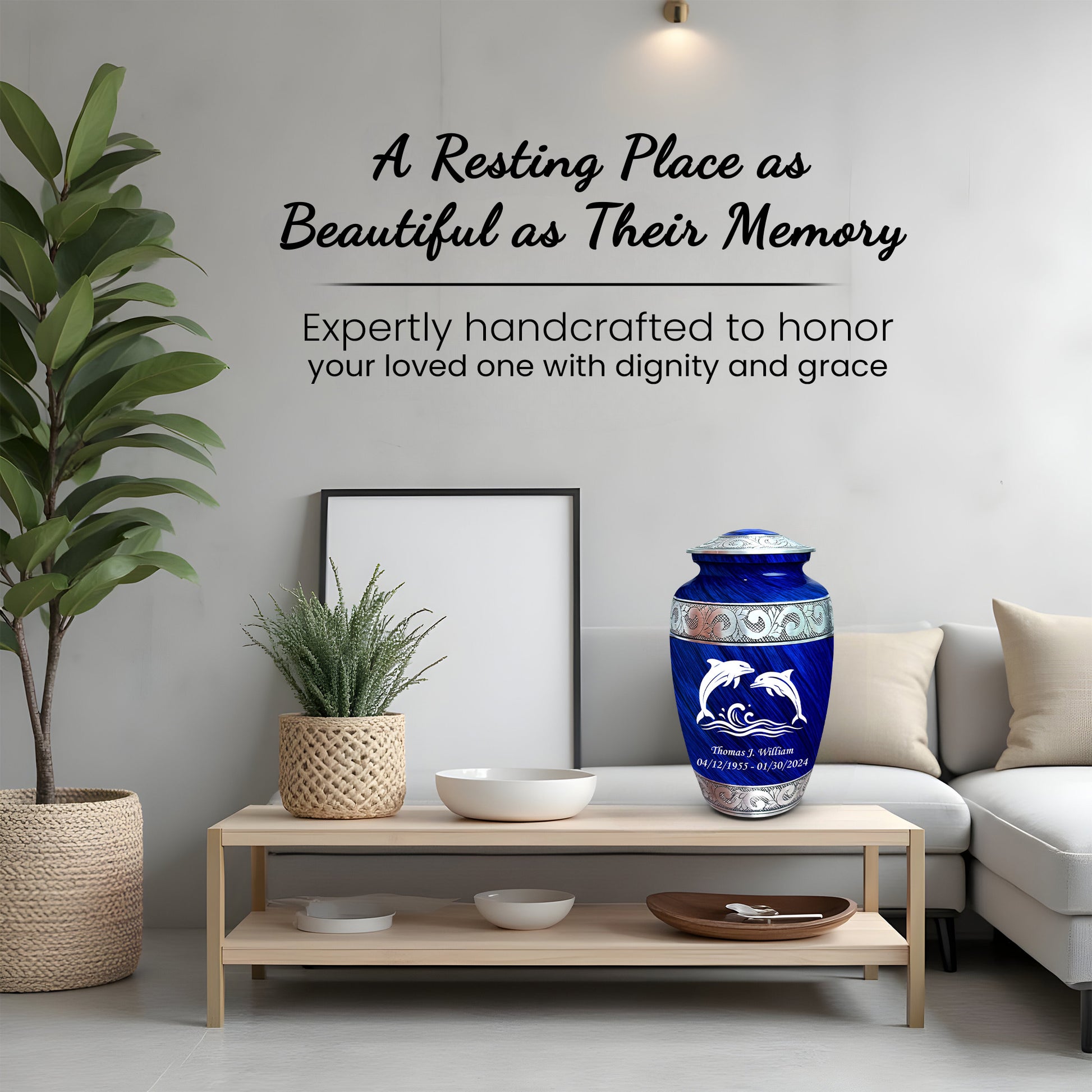 Dolphin - Engraved Grecian Cremation Urn