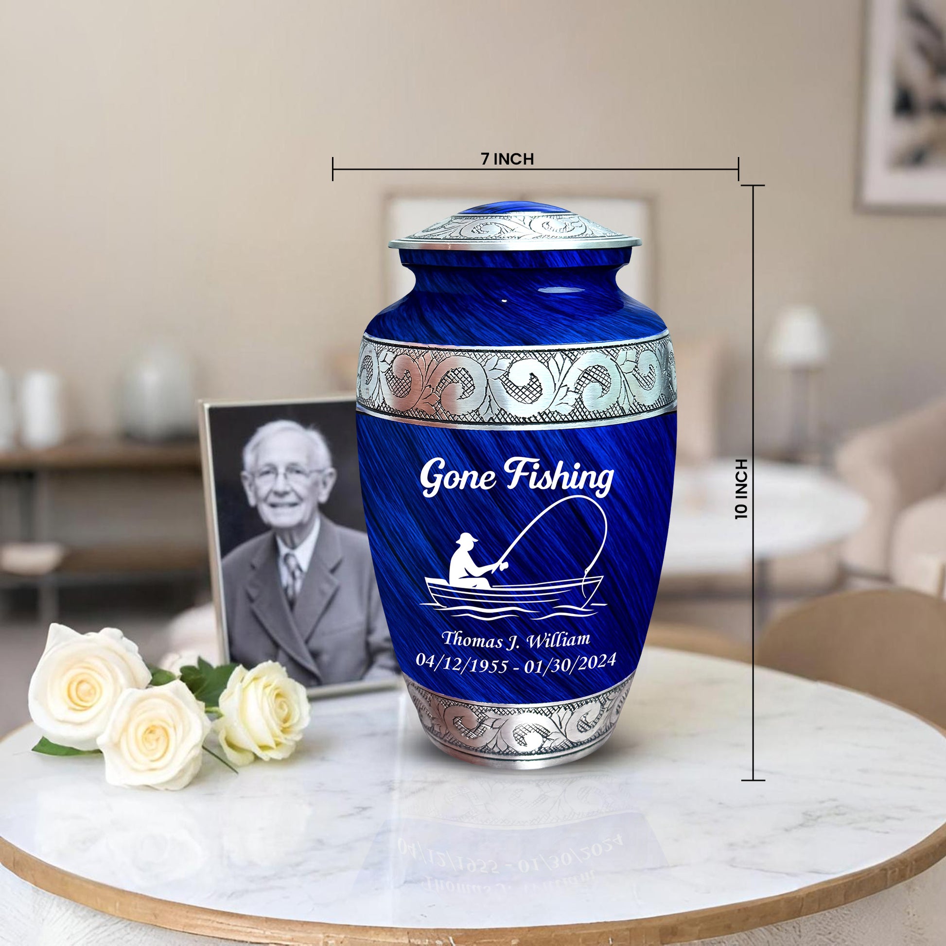 Gone Fishing Engraved Cremation Urn